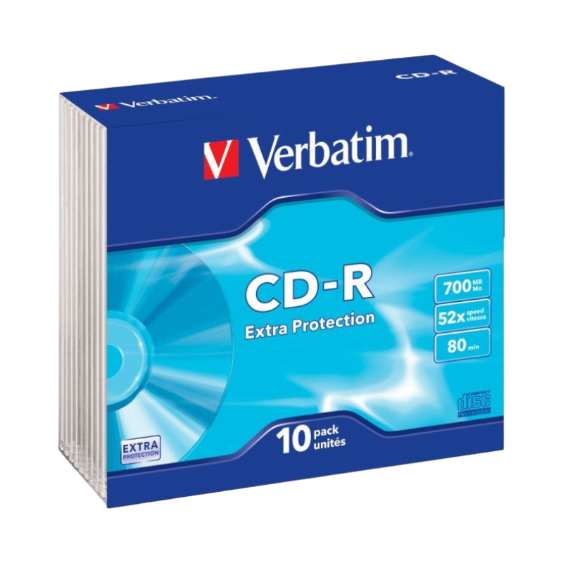 Оптичні диски Verbatim CD-R 700Mb 52x Slim case 10шт Extra Protection (43415)